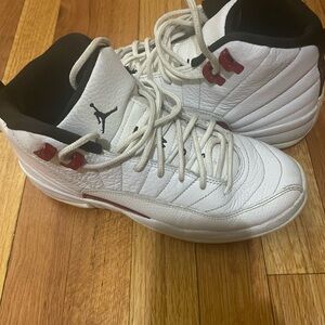 White and Red High-Top Sneakers